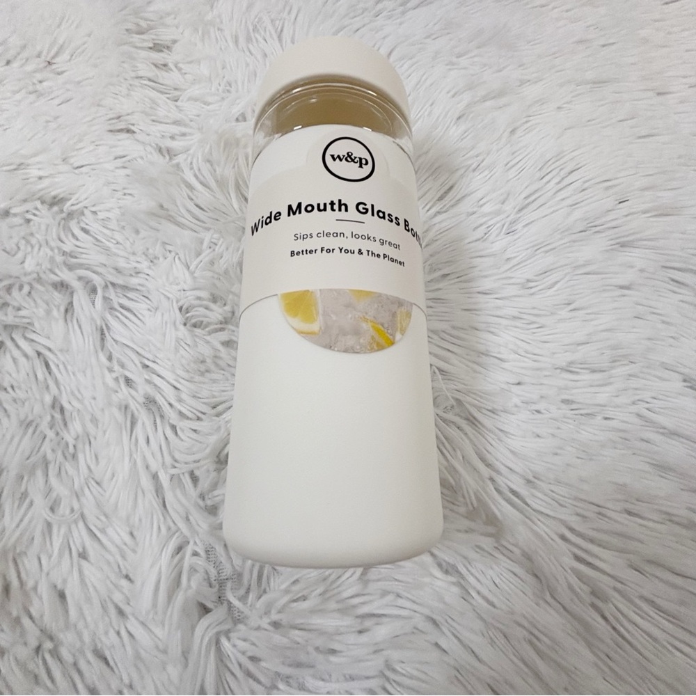 W&P Porter Glass Wide Mouth Bottle w/ Protective Silicone Sleeve Cream 16 Ounces